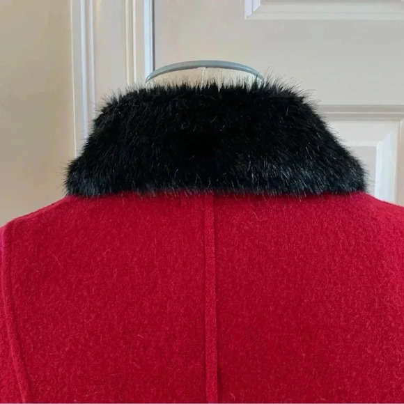 CAROLE LITTLE Boiled Wool Full Zip Faux Fur Collar Sweater Jacket M * Flaw - Picture 7 of 13